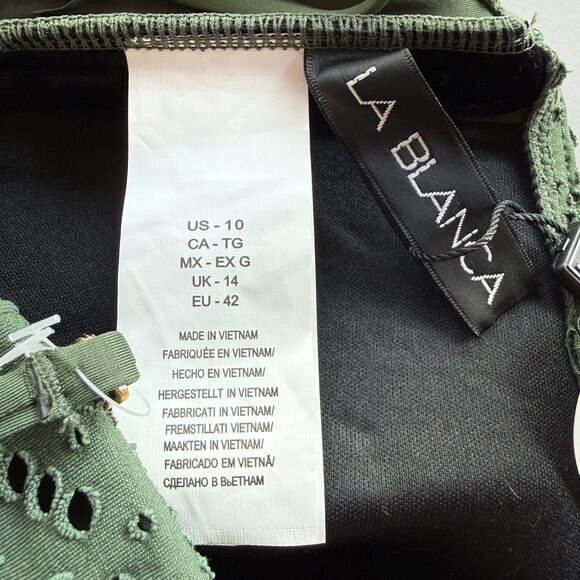 NWT La Blanca Salt Bandeau One-Piece Swimsuit w Removable Straps in Olive Sz 10 - Picture 10 of 16